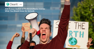 U.S. importer at a public rally symbolizing trade action, illustrating how the ACE Protest Module and FTA Reconciliation Entries help importers secure customs duty refunds under USMCA and IEEPA regulations.