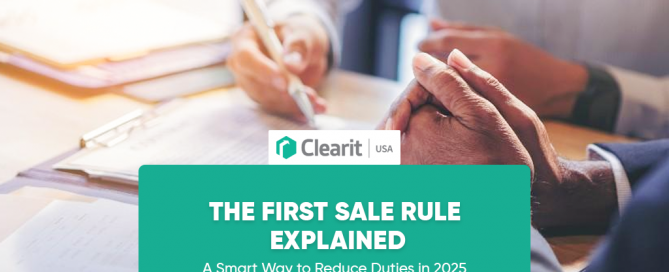 Two business professionals discussing import duty reduction strategies with documents on the table