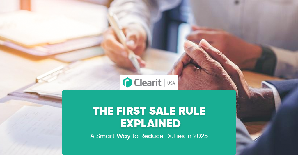 Two business professionals discussing import duty reduction strategies with documents on the table